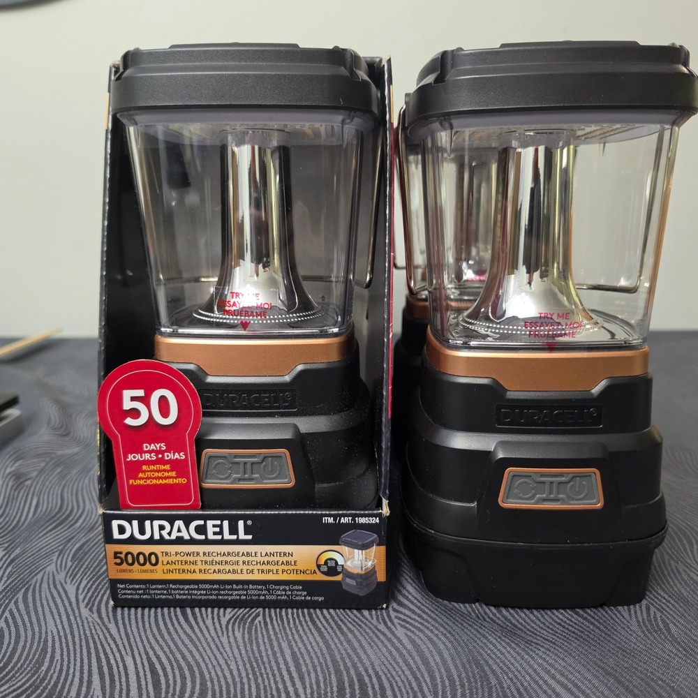 Duracell 5000 Lumen Lantern Black Tri-Power Solar Rechargeable USB